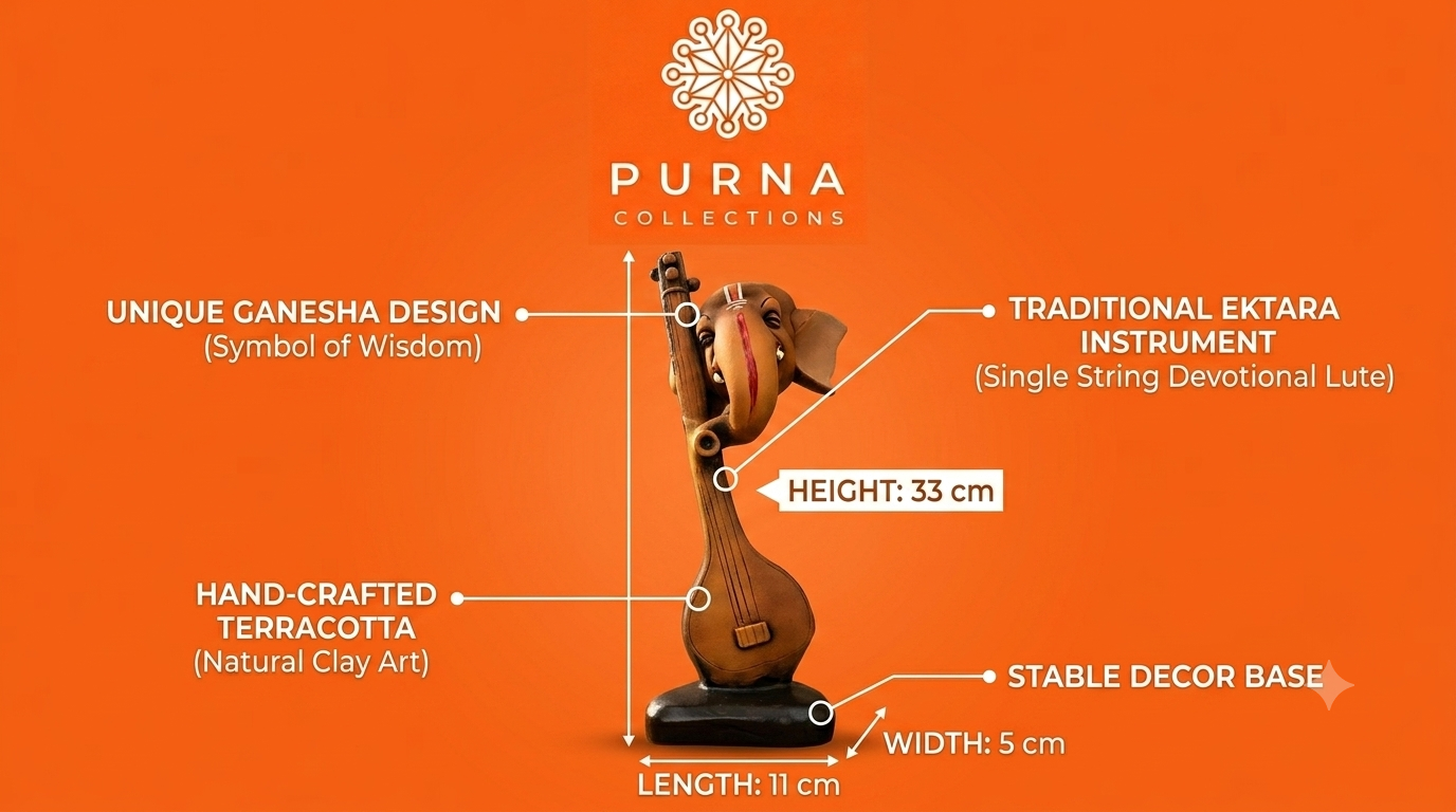 Ganesha Ektara Terracotta Figurine