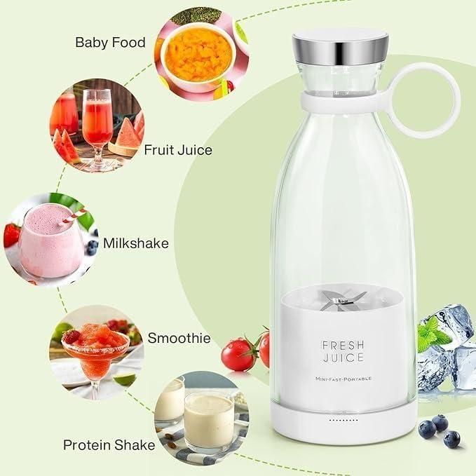 Multifunctional mini blender suitable for smoothies, milkshakes, fruit juices, baby food, and protein shakes.