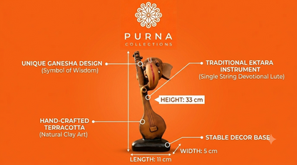 Ganesha Ektara Terracotta Figurine