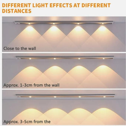 Demonstration of installing the LED PIR motion sensor cabinet light under a cabinet.