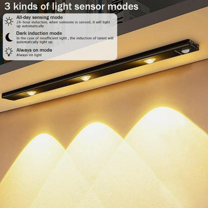 Side angle showcasing the slim design of the LED PIR motion sensor cabinet light.