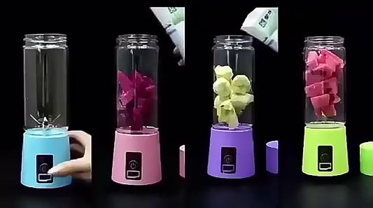 Watch how the portable USB juicer mixer blends fresh fruits into a smoothie in seconds. Perfect for travel, gym, or home use with a powerful 6-blade system and rechargeable battery.